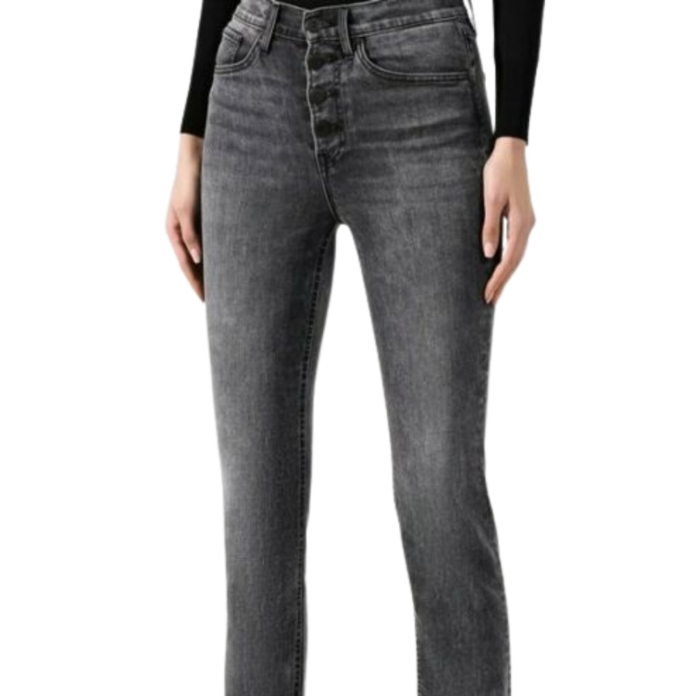 3x1 NYC Black Snow Wash High Waist Button Fly Jeans 25